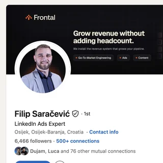 Filip Saračević — LinkedIn profile, 6,466 followers