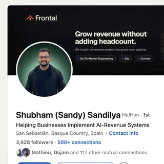 Shubham Sandilya — LinkedIn profile, 3,928 followers
