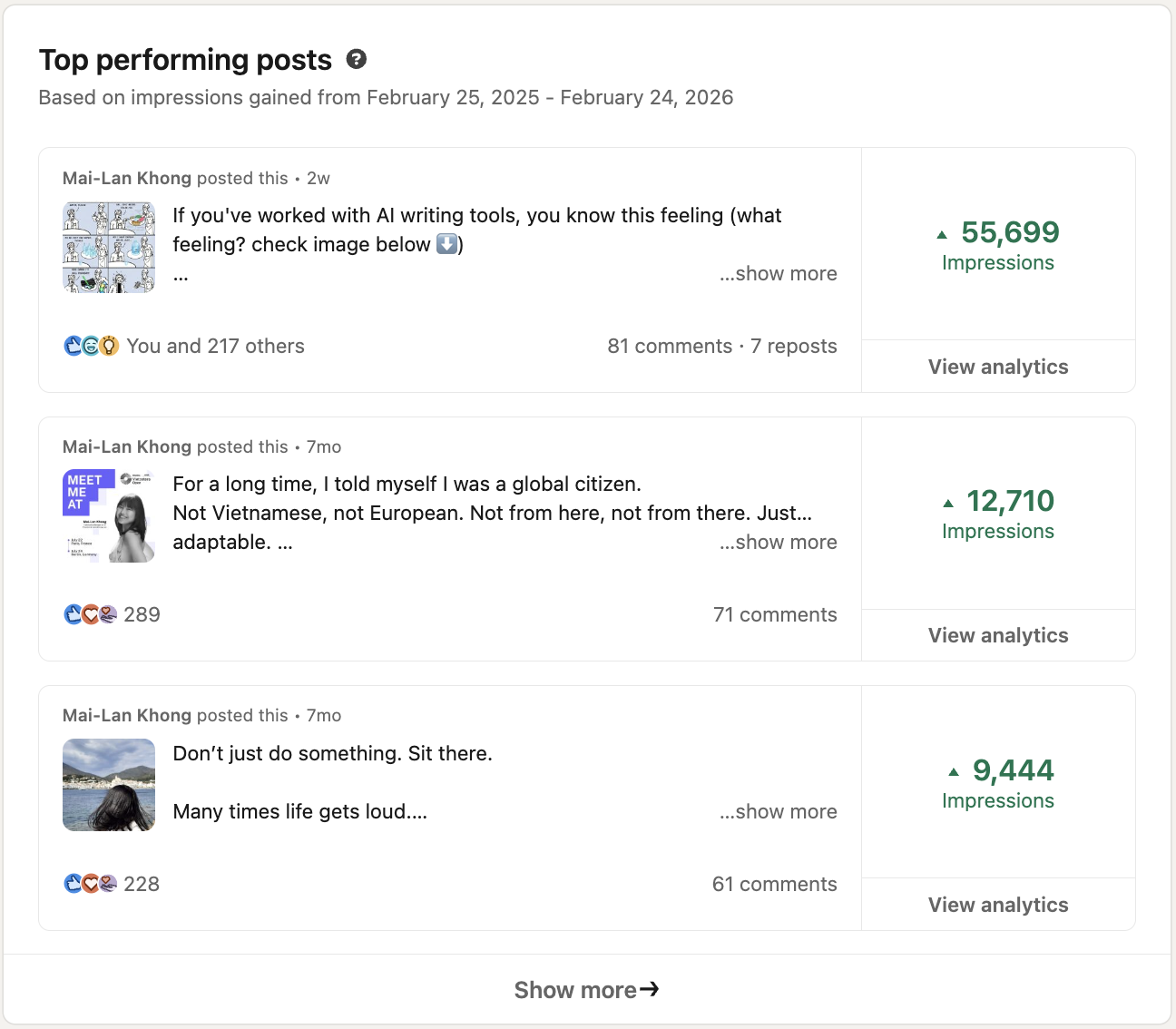 LinkedIn post with high engagement